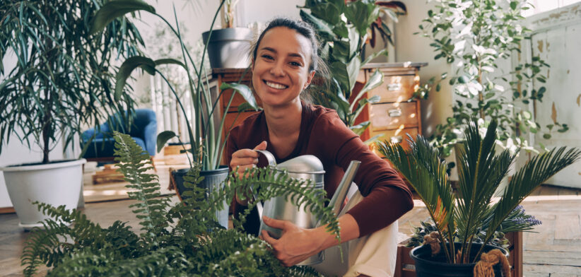 Woman with plants