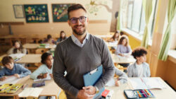 Happy elementary teacher