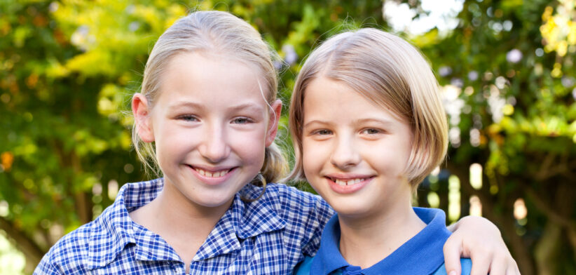 Two happy school girls