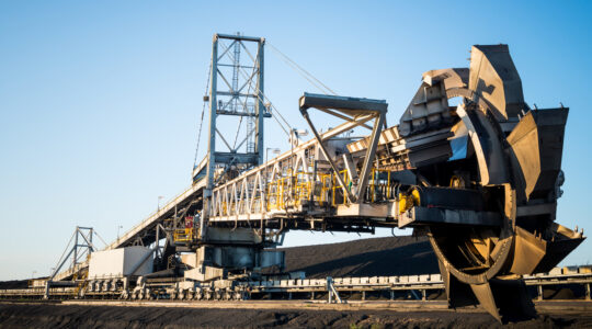 stacker reclaimer on coal stockpile