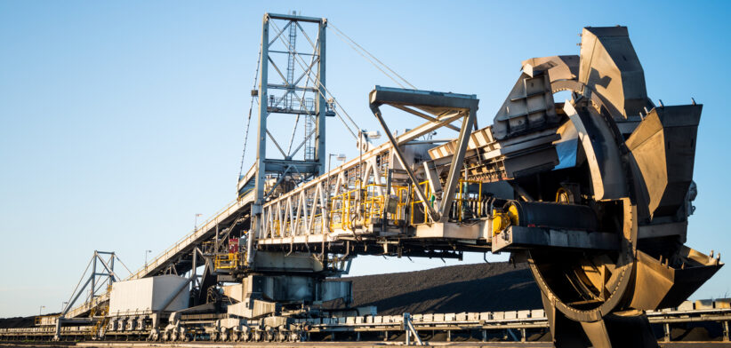 stacker reclaimer on coal stockpile
