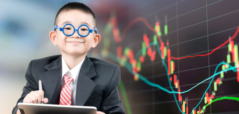 Little bussiness boy with tablet
