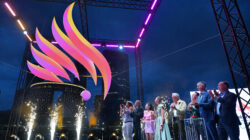Giant light up of the Brisbane 2032 Emblems. Supplied by Brisbane 2032 (1)