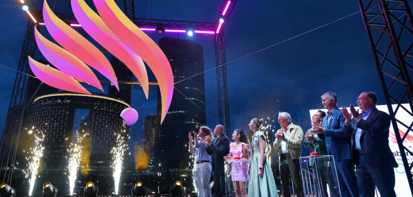 Giant light up of the Brisbane 2032 Emblems. Supplied by Brisbane 2032 (1)