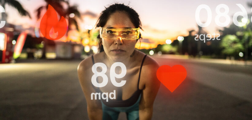 Woman with wearable technology.