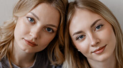 Close portrait of two blonde women